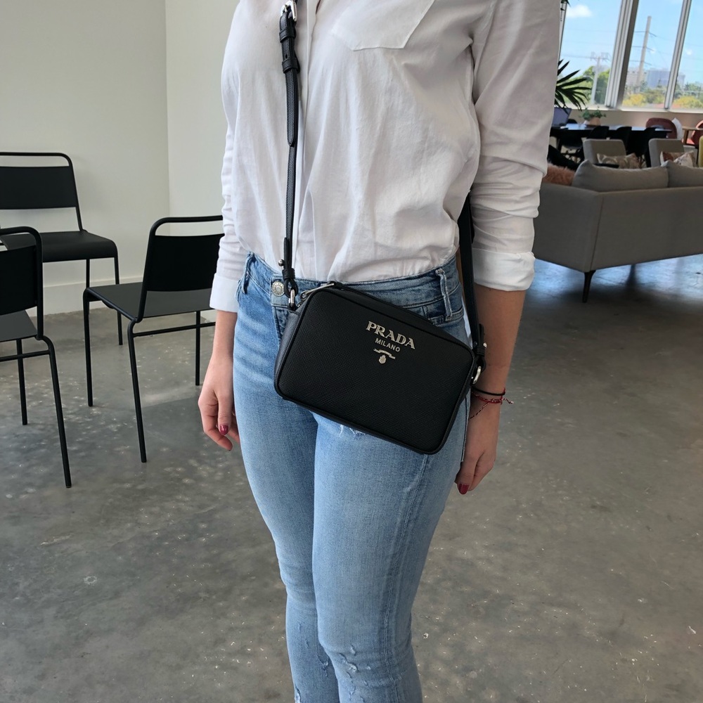 Prada Bandoliera Saffiano Crossbody black NWT